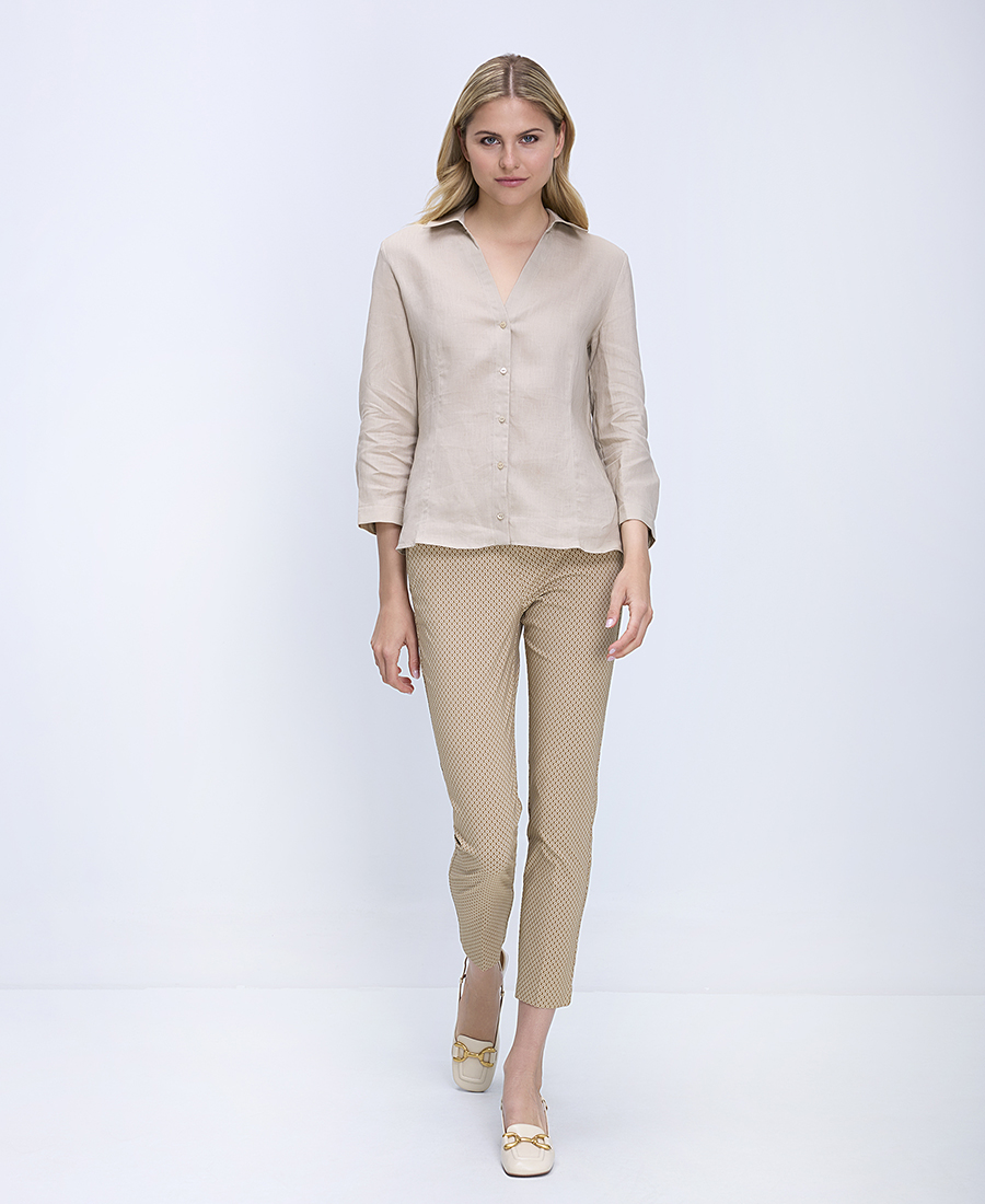 Γυναικείο Παντελόνι Cropped Με Μικροσχέδιο Slim Fit