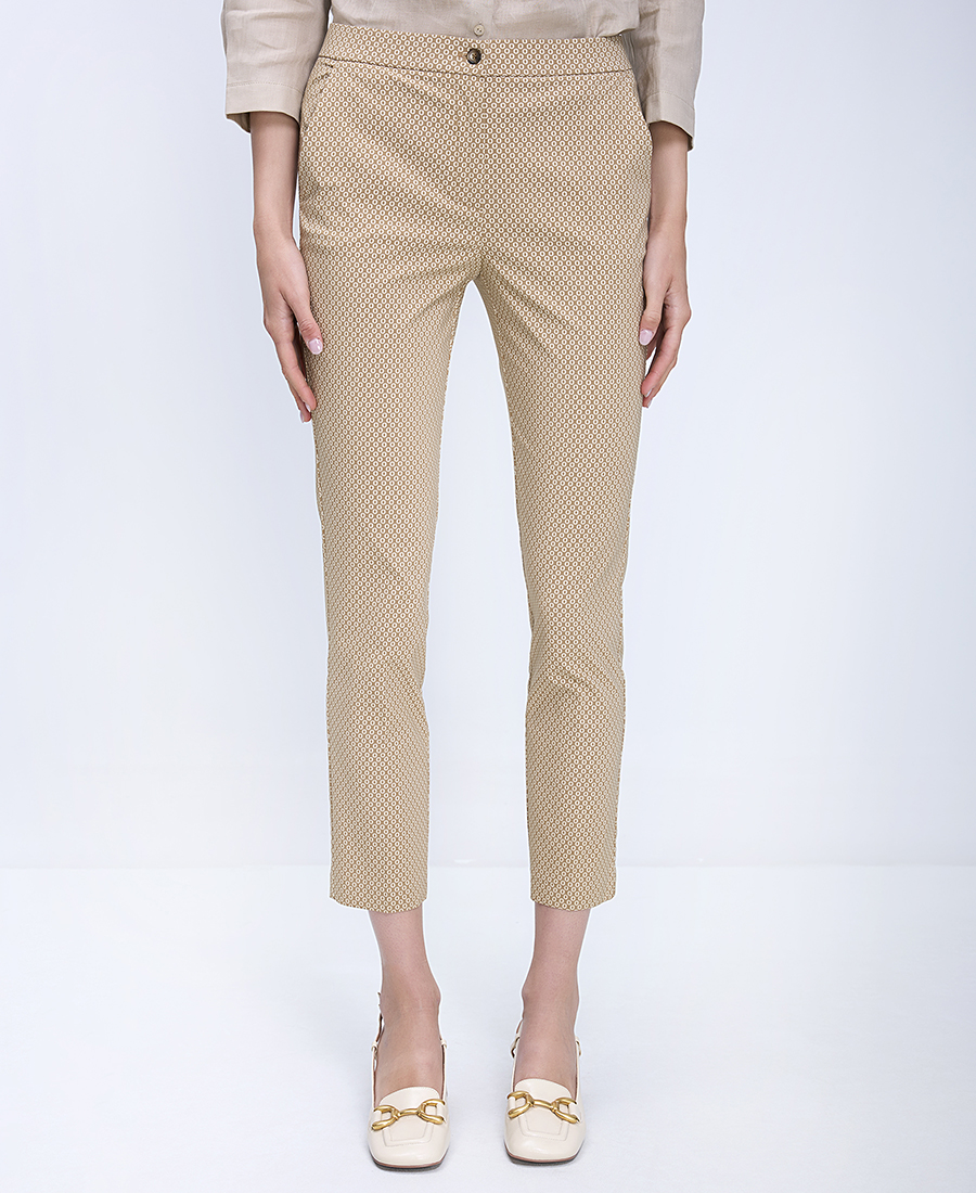 Γυναικείο Παντελόνι Cropped Με Μικροσχέδιο Slim Fit φωτογραφία