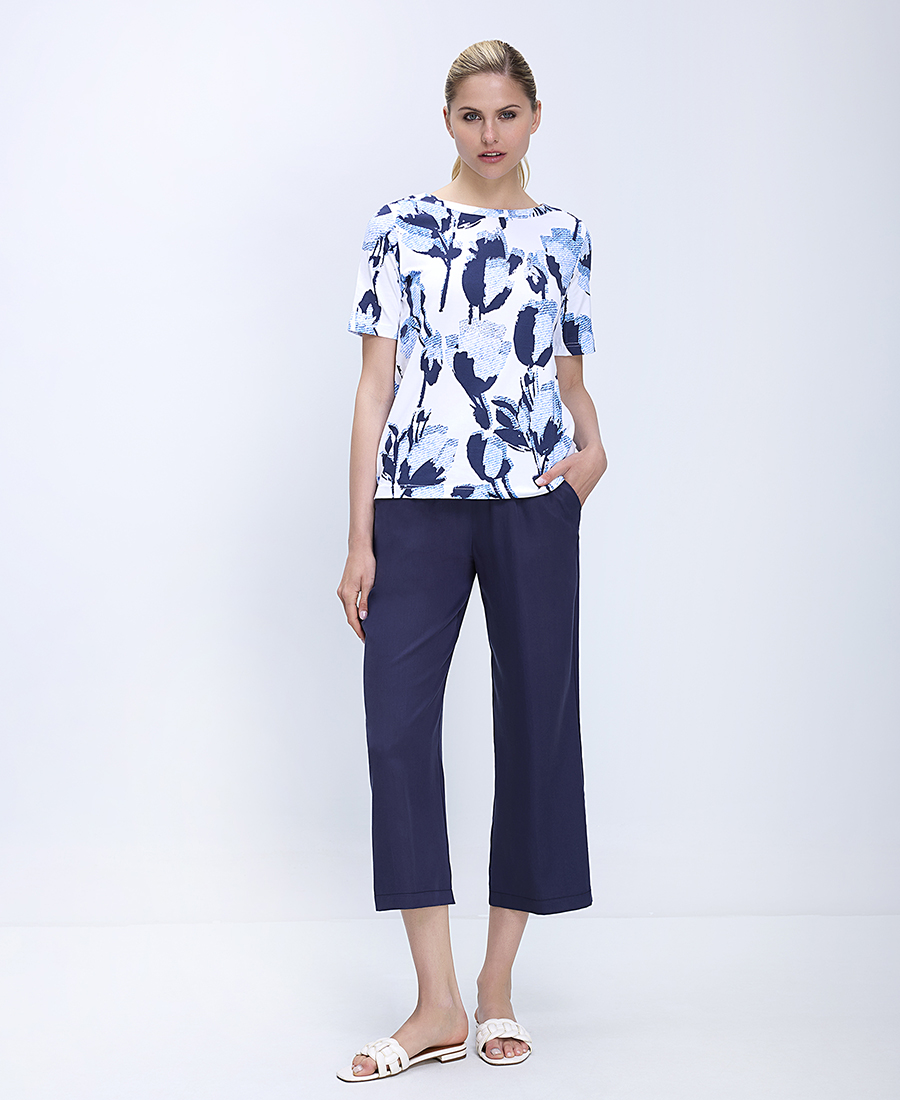 Γυναικείο Παντελόνι Cropped Με Λάστιχο Στη Μέση Relaxed Fit