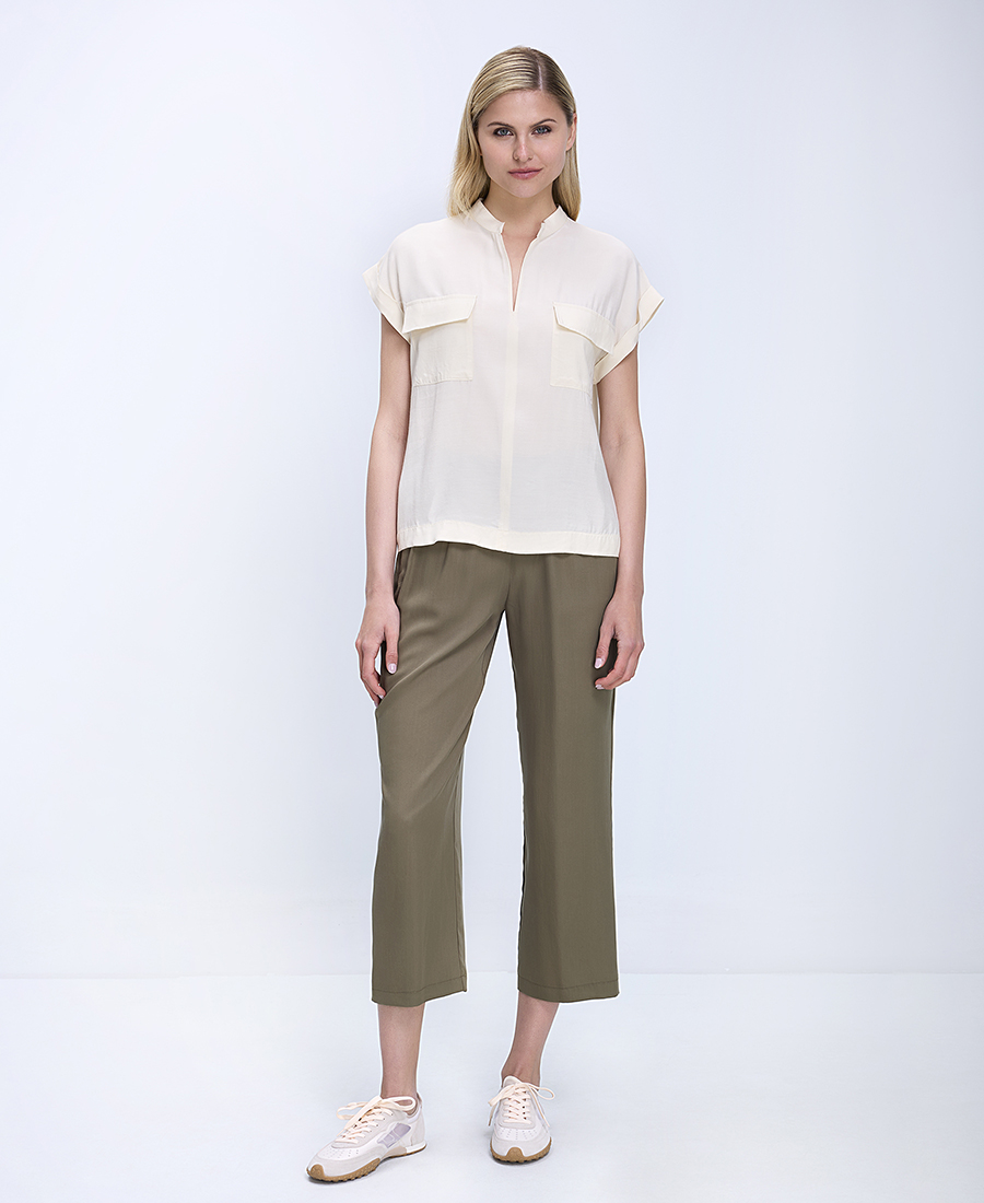 Laura Donini Γυναικείο Παντελόνι Cropped Με Λάστιχο Στη Μέση Relaxed Fit
