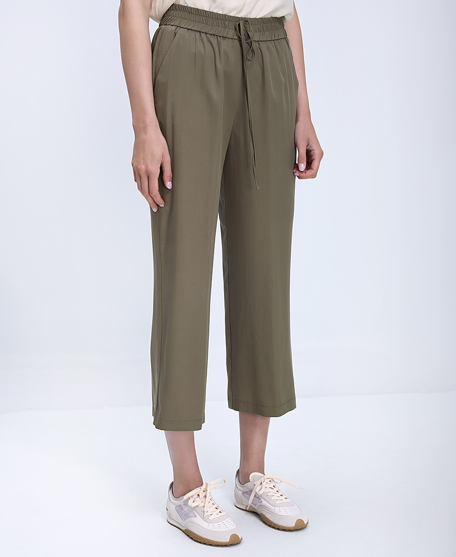 Γυναικείο Παντελόνι Cropped Με Λάστιχο Στη Μέση Relaxed Fit φωτογραφία