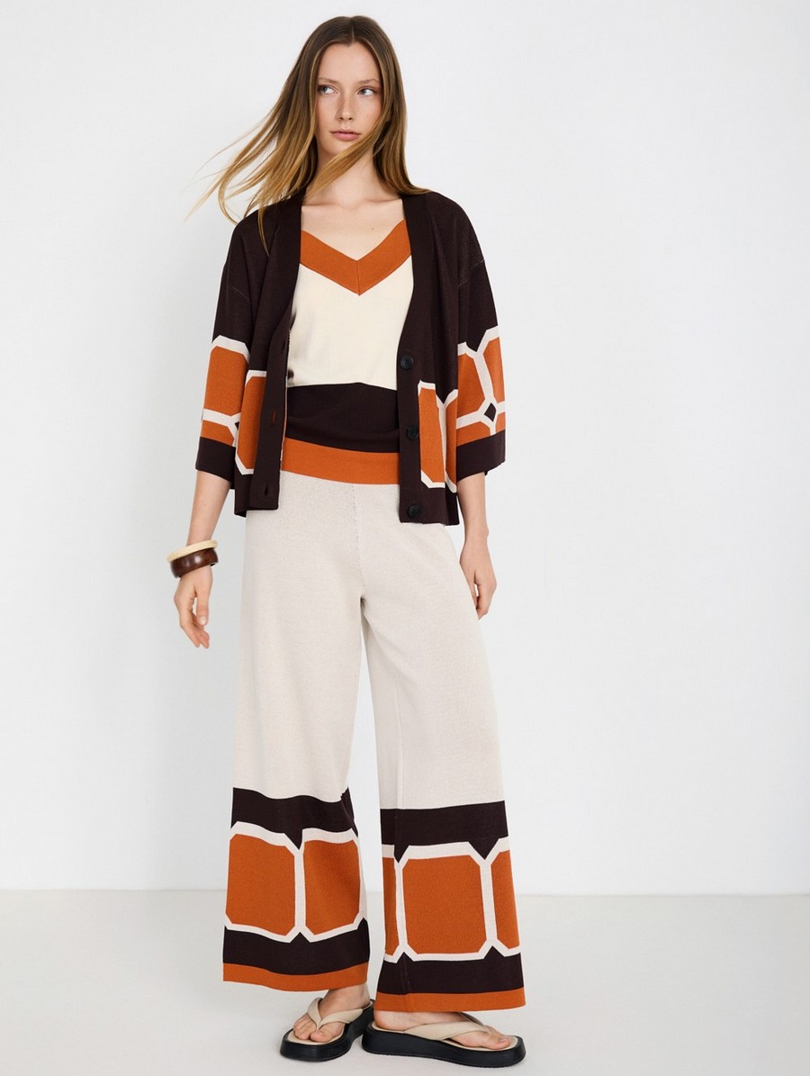 Skatie Γυναικείο Παντελόνι Με Jacquard Μοτίβο Και Cropped Γραμμή φωτογραφία