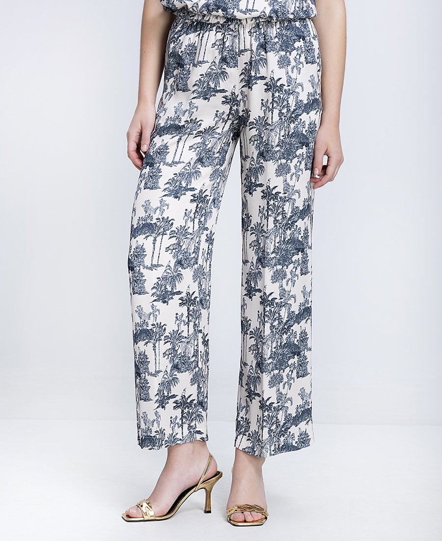 Γυναικεία Παντελόνα Straight Fit Με Toile De Jouy Print