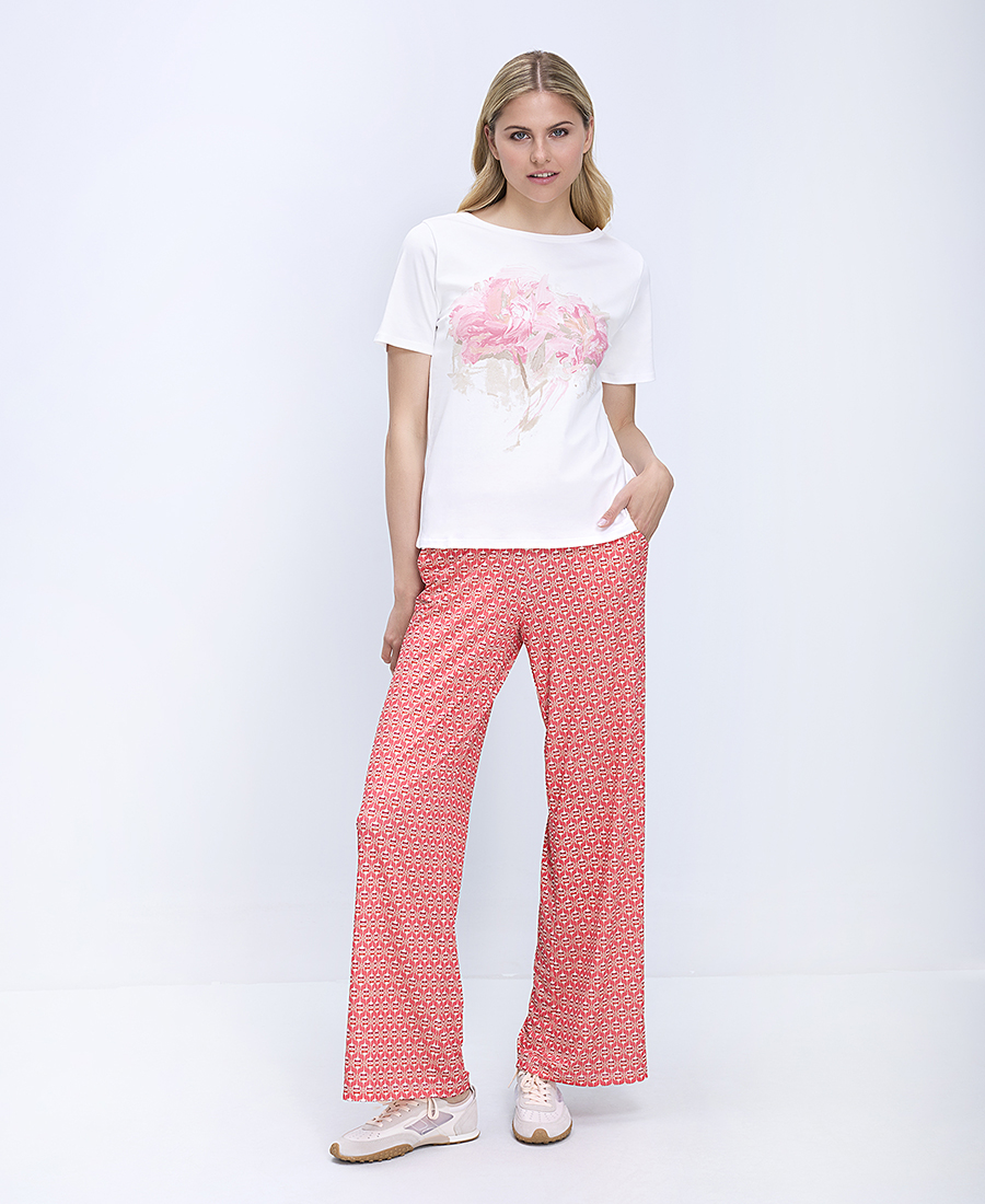 Laura Donini Γυναικείο Παντελόνι Wide Leg Με Print