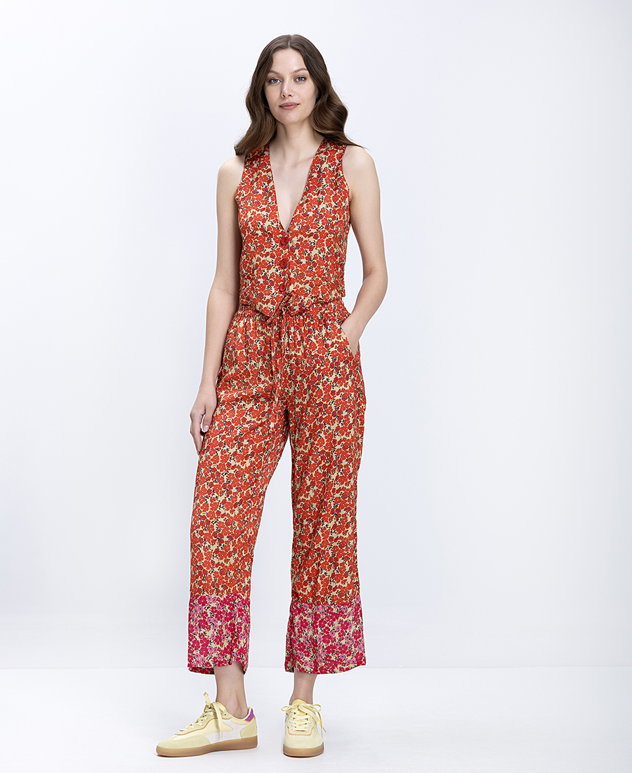 Luna Llena Γυναικείο Παντελόνι Wide Leg Με Floral Print