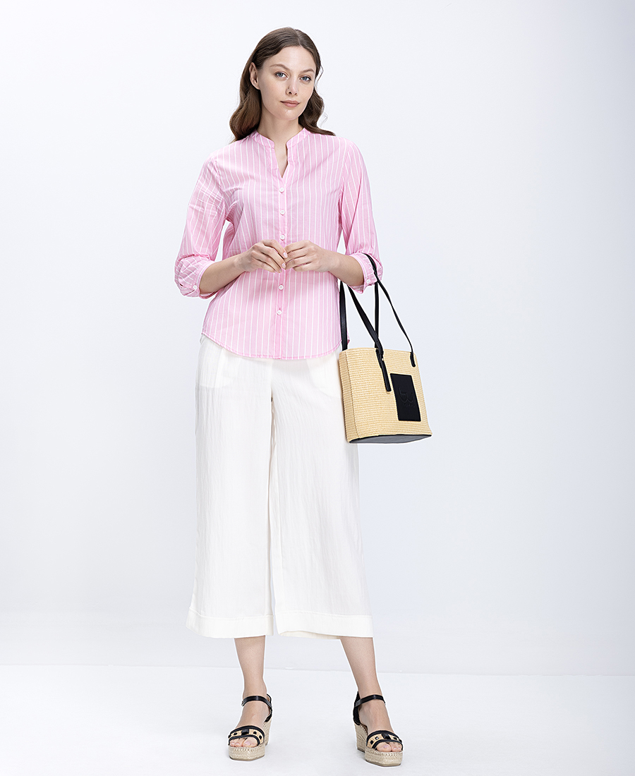 Luna Llena Γυναικεία Παντελόνα Cropped Wide Leg Με Πιέτες