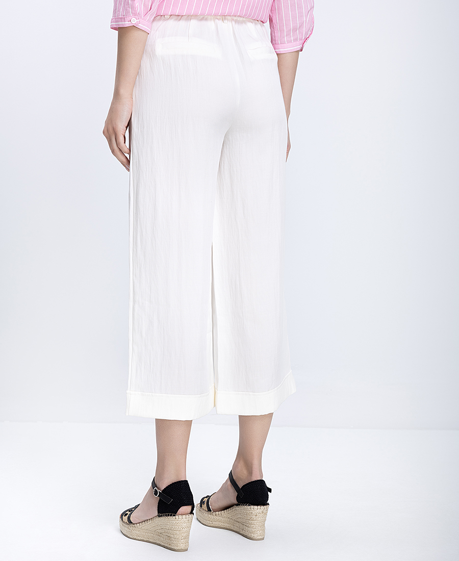 Luna Llena Luna Llena Γυναικεία Παντελόνα Cropped Wide Leg Με Πιέτες - 3