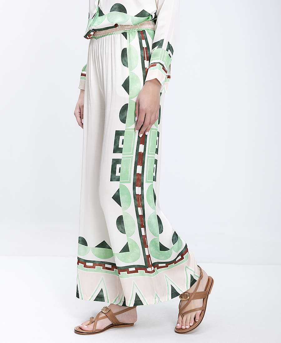 Anonyme Anonyme Γυναικείο Παντελόνι Με Γεωμετρικό Print Και Ελαστική Μέση