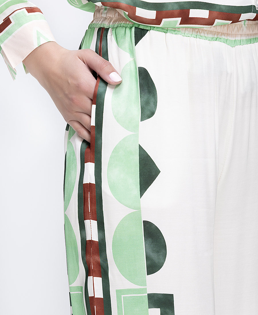 Anonyme Γυναικείο Παντελόνι Με Γεωμετρικό Print Και Ελαστική Μέση φωτογραφία