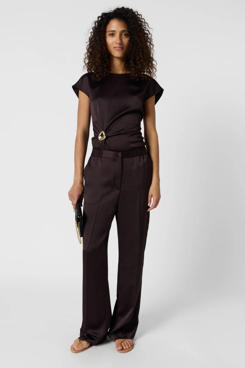 Gerard Darel Γυναικείο Παντελόνι Satin Fluid Fit Με Πιέτα