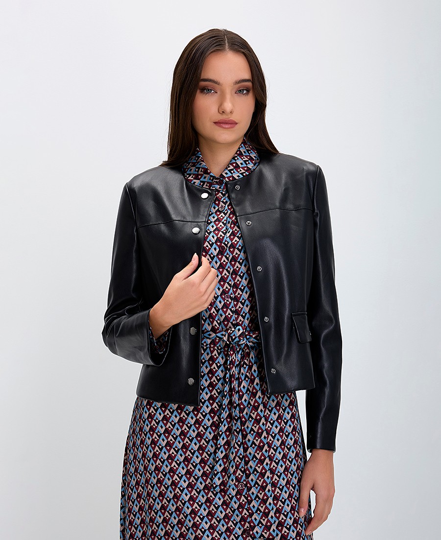 Penny Black Γυναικείο Jacket από Οικολογικό Δέρμα Boxy Fit σε Μαύρο