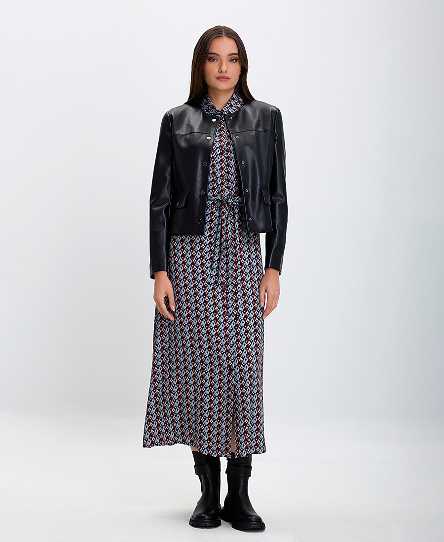 Penny Black Γυναικείο Jacket από Οικολογικό Δέρμα Boxy Fit σε Μαύρο