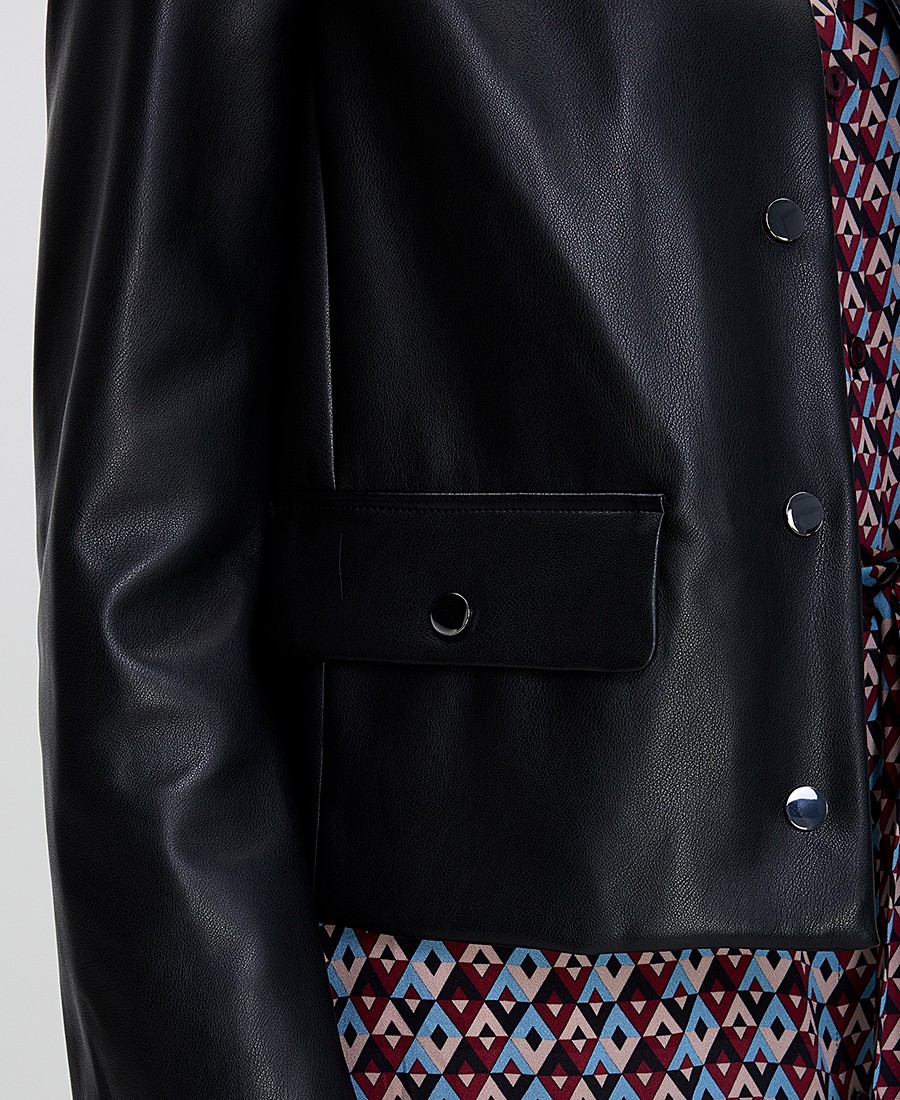 Penny Black Γυναικείο Jacket από Οικολογικό Δέρμα Boxy Fit σε Μαύρο φωτογραφία
