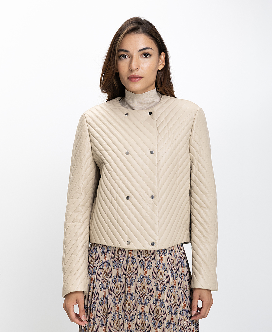 Boss Γυναικείο Μπουφάν Regular Fit Δερμάτινο