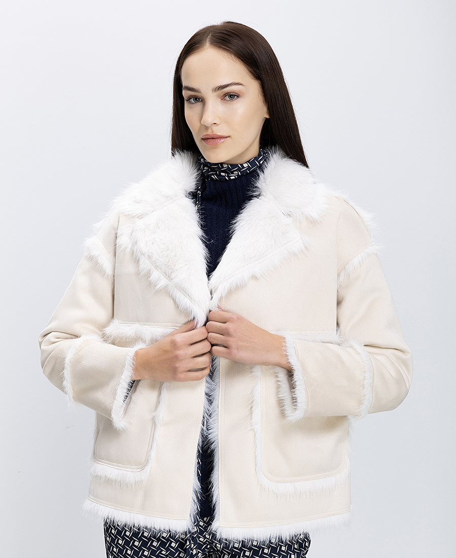 Tavus Tavus Γυναικείο Jacket Από Οικολογικό Δέρμα Με Faux Fur Λεπτομέρειες