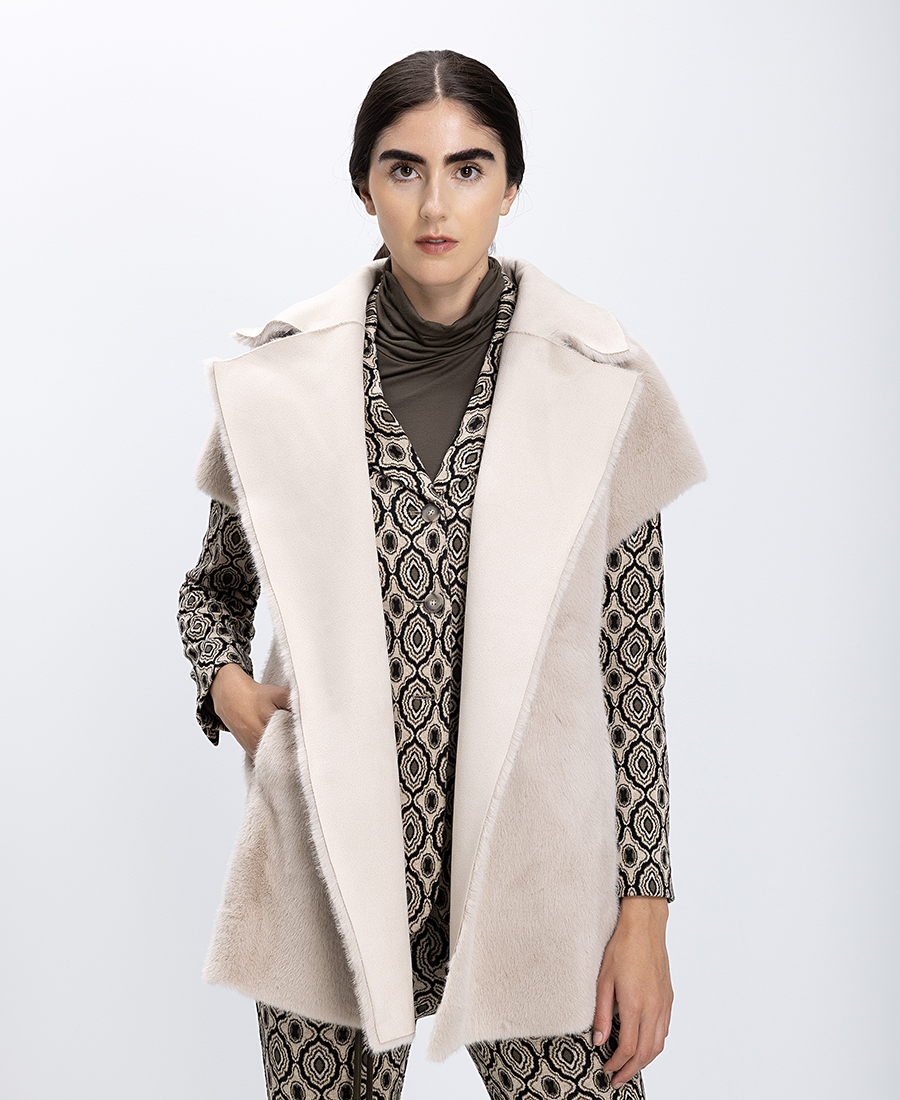 __1089__ Γυναικείο Γιλέκο Eco Suede Με Γούνα Regular Fit