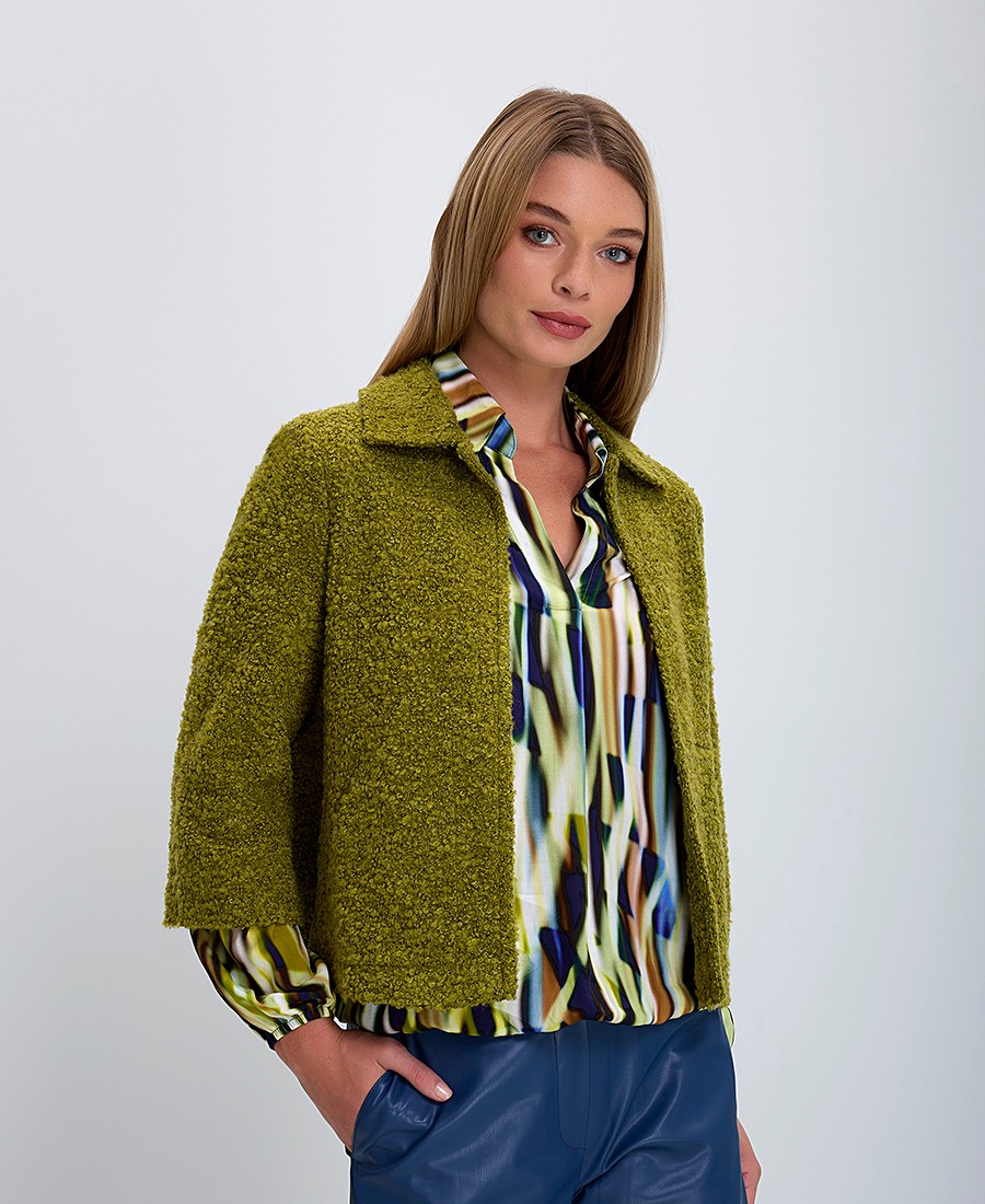 Bianca Bianca Γυναικείο Μπουκλέ Blazer με Μανίκια 3/4 σε Πράσινο