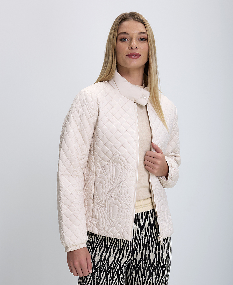  Gerry Weber Γυναικείο Καπιτονέ Μπουφάν με Φερμουάρ σε Εκρού 2025