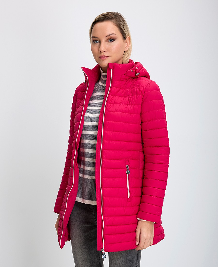 Γυναικείο Μπουφάν Regular Fit Αποσπώμενη Κουκούλα και Τσέπες Με Φερμουάρ