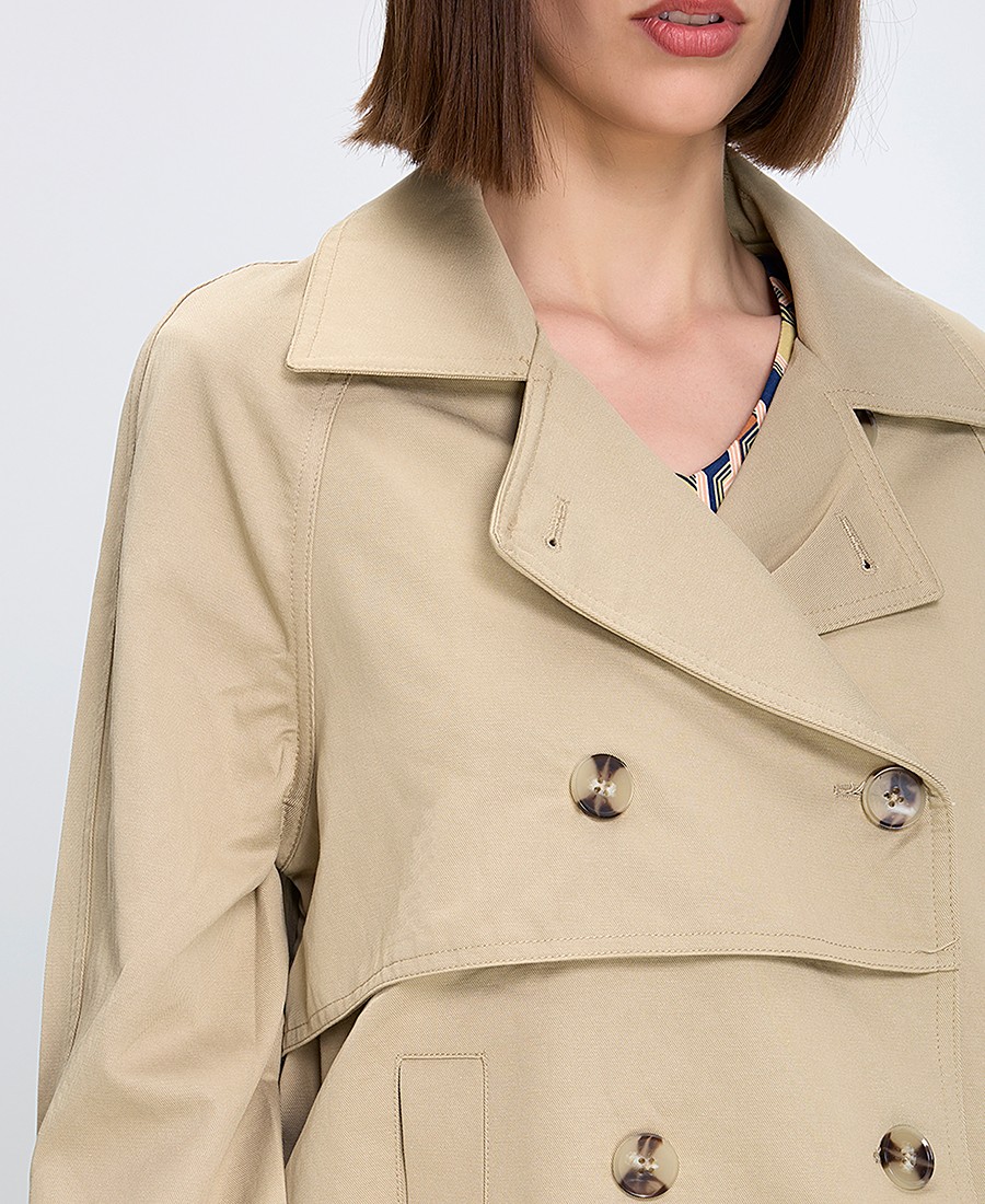 The Fashion People Γυναικείο Κοντό Trench Regular Fit Tencel Μπεζ φωτογραφία