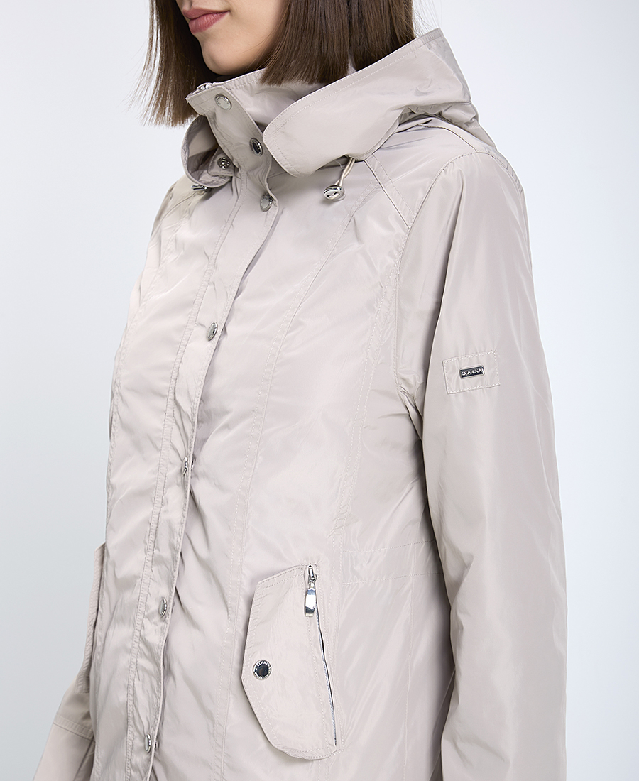 Γυναικείο Μπουφάν Κανονική Γραμμή Πολυεστέρας Με Κουκούλα Μπεζ φωτογραφία