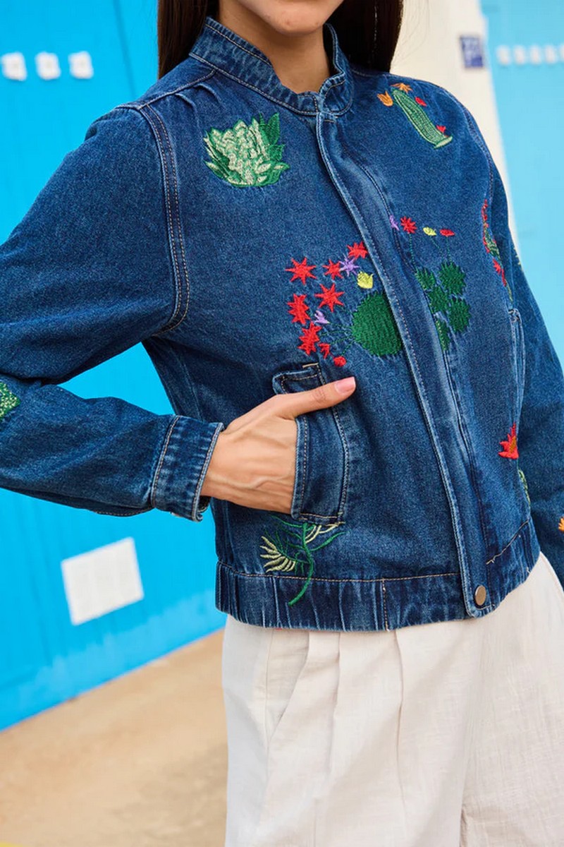 Luna Llena Γυναικείο Μπουφάν Denim Regular Fit Βαμβακερό Μπλε φωτογραφία