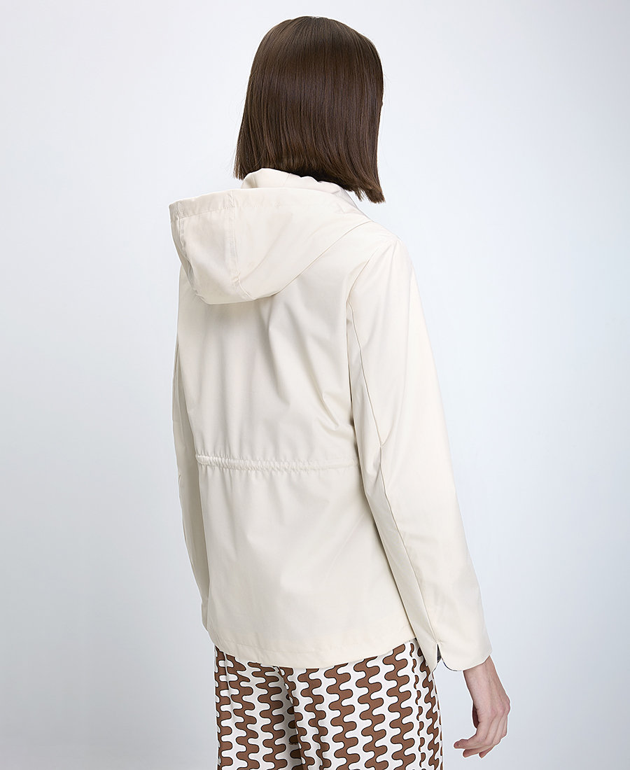 Virginia Blu Γυναικείο Μπουφάν Κανονική Γραμμή Πολυεστέρας Με Κουκούλα Εκρού φωτογραφία