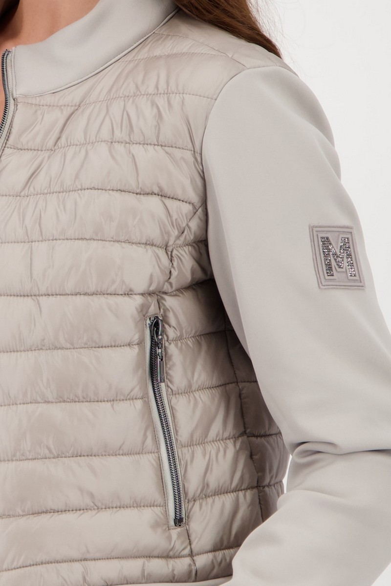 Monari Γυναικείο Καπιτονέ Μπουφάν με Όρθιο Γιακά Regular Fit σε Γκρι/Μπεζ φωτογραφία