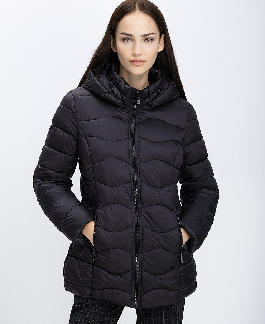 Virginia Blu Γυναικείο Καπιτονέ Μπουφάν Με Κουκούλα Regular Fit φωτογραφία