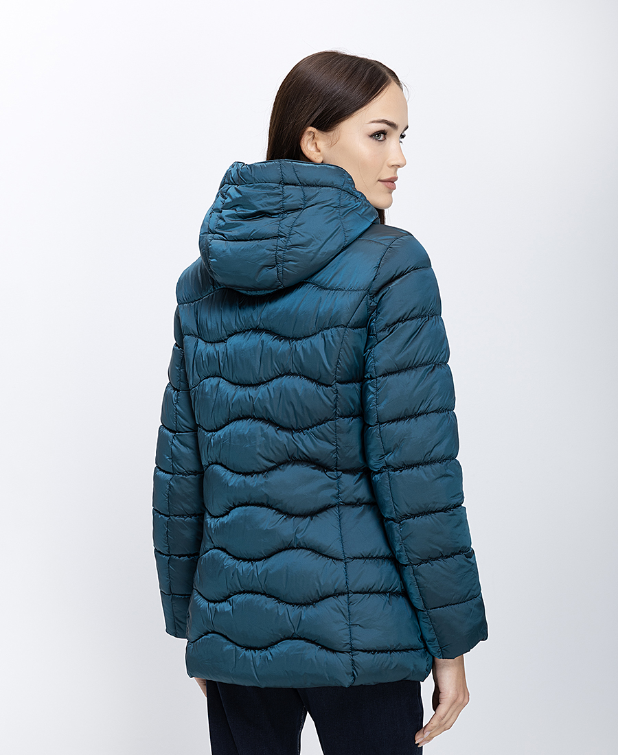 Virginia Blu Γυναικείο Καπιτονέ Μπουφάν Με Κουκούλα Regular Fit φωτογραφία