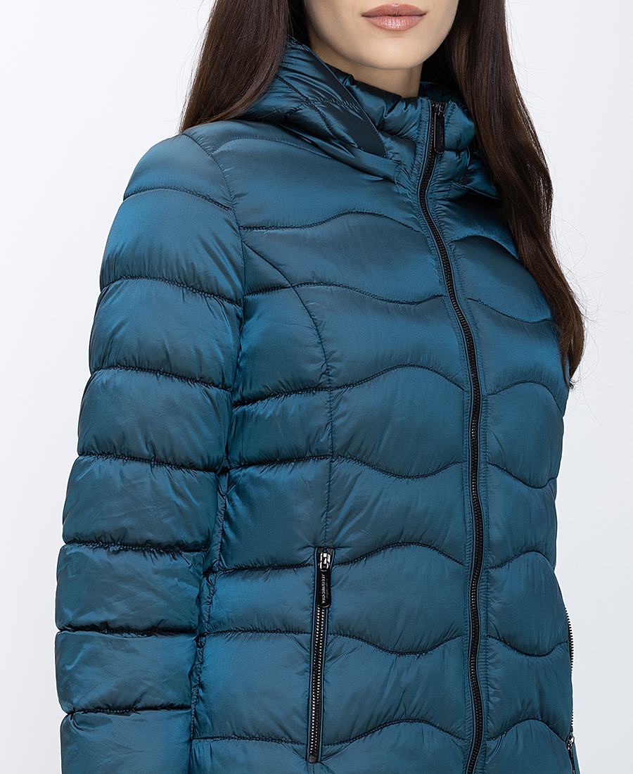 Virginia Blu Γυναικείο Καπιτονέ Μπουφάν Με Κουκούλα Regular Fit φωτογραφία