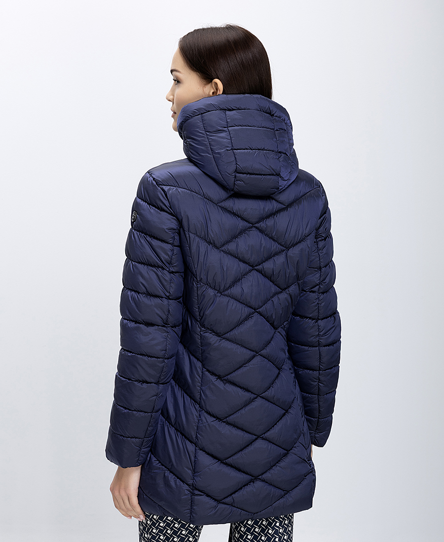 Virginia Blu Γυναικείο Καπιτονέ Μπουφάν Με Κουκούλα Regular Fit φωτογραφία