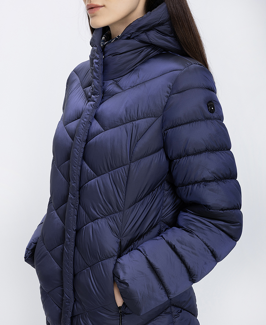 Virginia Blu Γυναικείο Καπιτονέ Μπουφάν Με Κουκούλα Regular Fit φωτογραφία