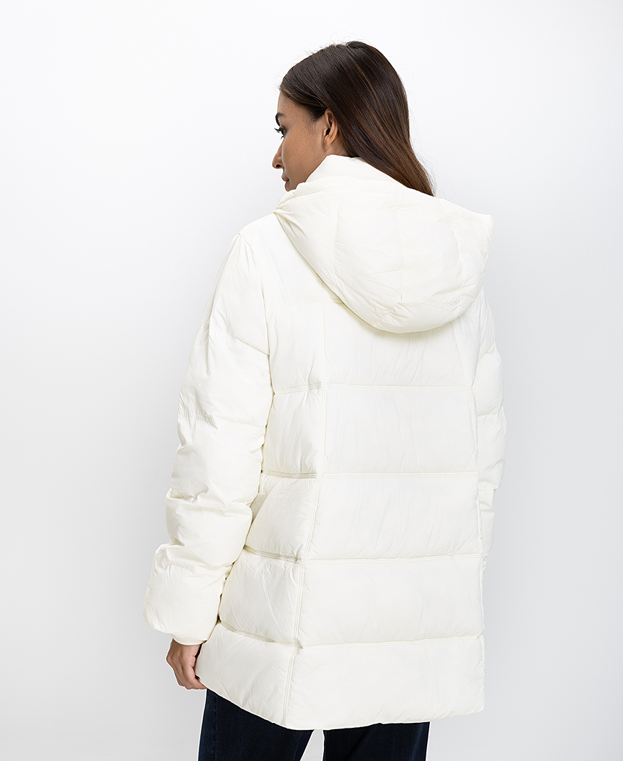 Penny Black Λευκό Puffer Μπουφάν με Κουκούλα φωτογραφία