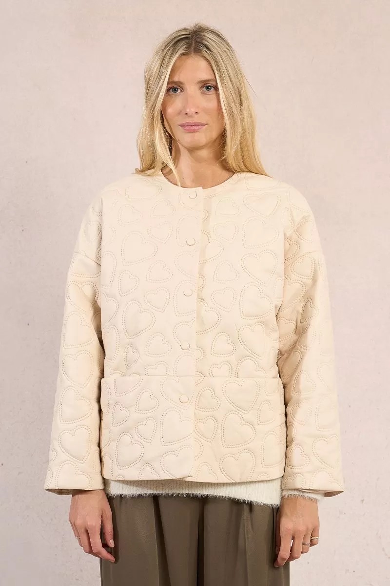 Molly Bracken Molly Bracken Γυναικείο Μπουφάν Oversized Quilted Με Σχέδιο Καρδιάς