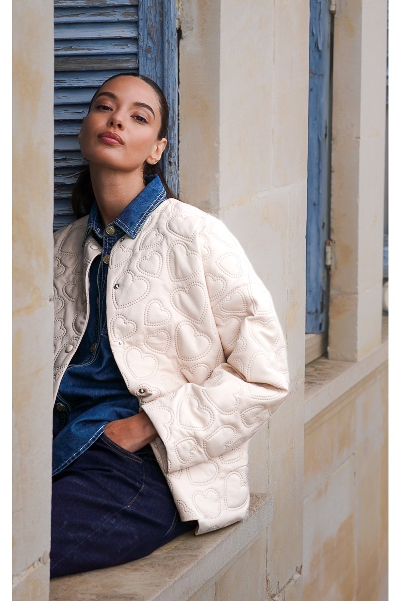 Molly Bracken Γυναικείο Μπουφάν Oversized Quilted Με Σχέδιο Καρδιάς φωτογραφία