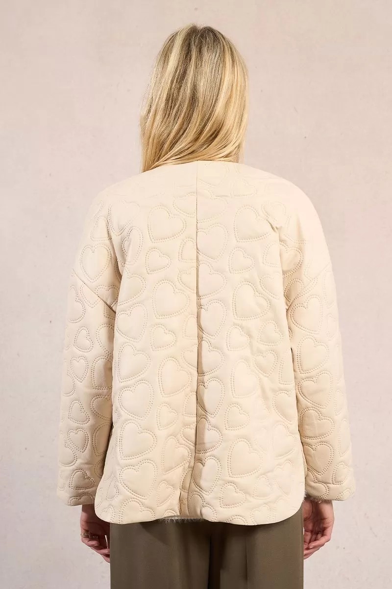 Molly Bracken Γυναικείο Μπουφάν Oversized Quilted Με Σχέδιο Καρδιάς φωτογραφία