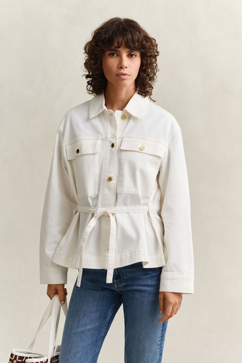 Gant Γυναικείο Denim Jacket Relaxed Fit Με Ζώνη Και Τσέπες Στήθους