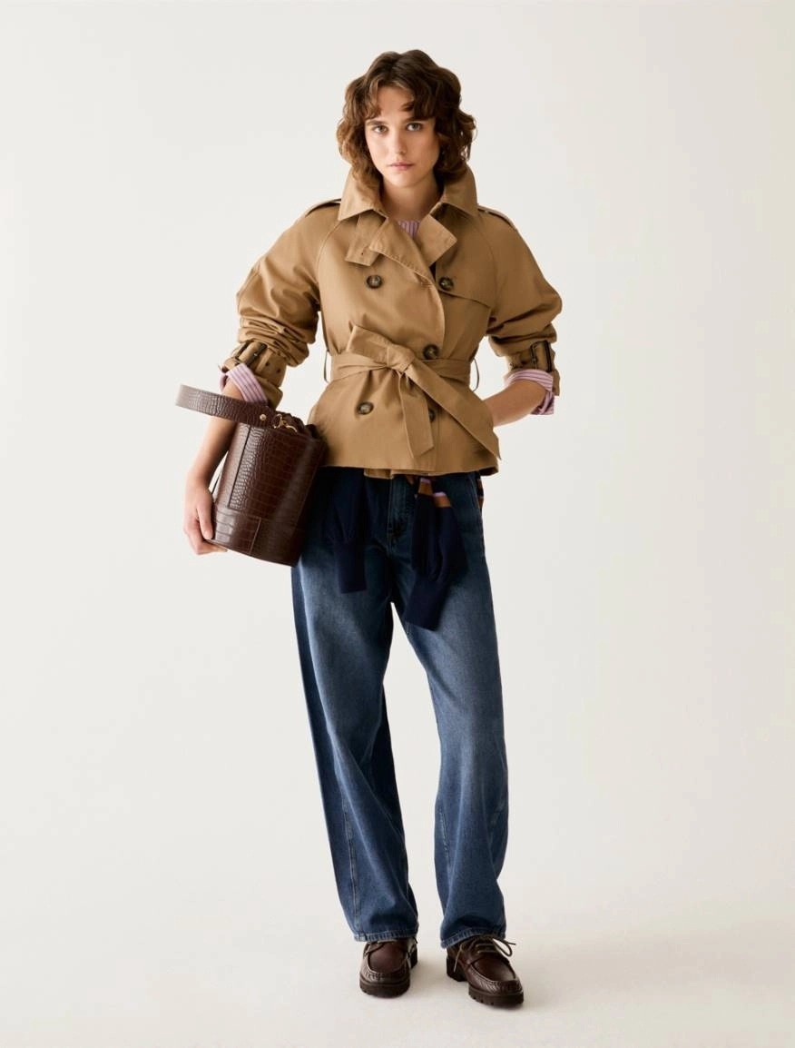 Penny Black Pennyblack Γυναικεία Cropped Καμπαρντίνα Μονόχρωμη Regular Fit Με Ζώνη Για Elegant Casual Εμφανίσεις - 2