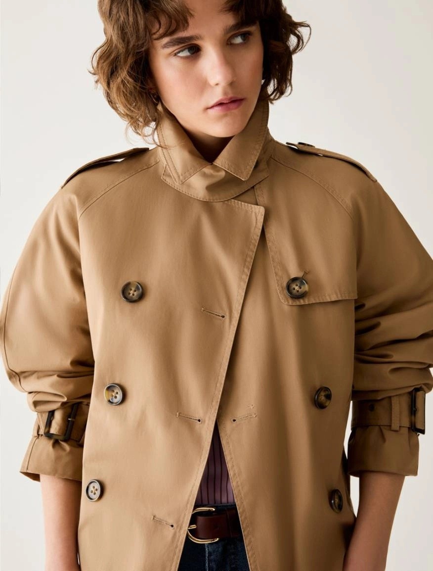 Penny Black Pennyblack Γυναικεία Cropped Καμπαρντίνα Μονόχρωμη Regular Fit Με Ζώνη Για Elegant Casual Εμφανίσεις - 4