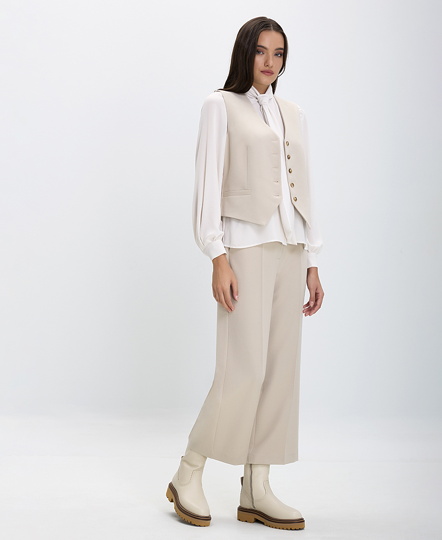 Γυναικείο Γιλέκο Regular Fit Εκρού φωτογραφία