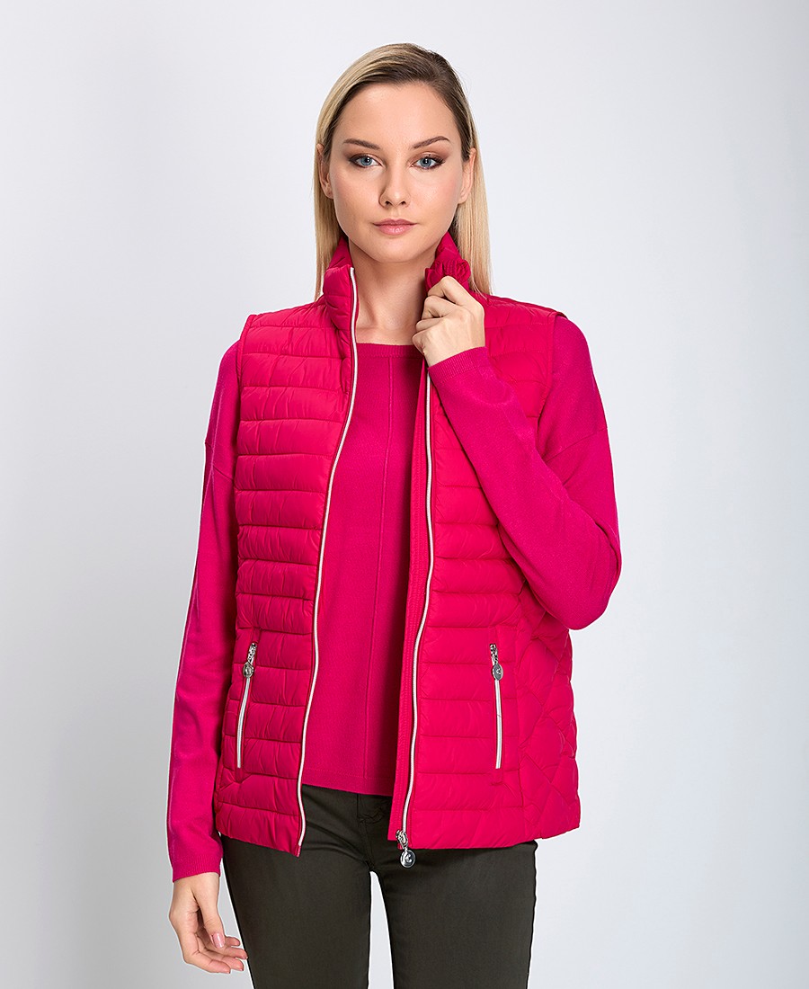 Γυναικείο Μπουφάν Αμάνικο Regular Fit Φούξια