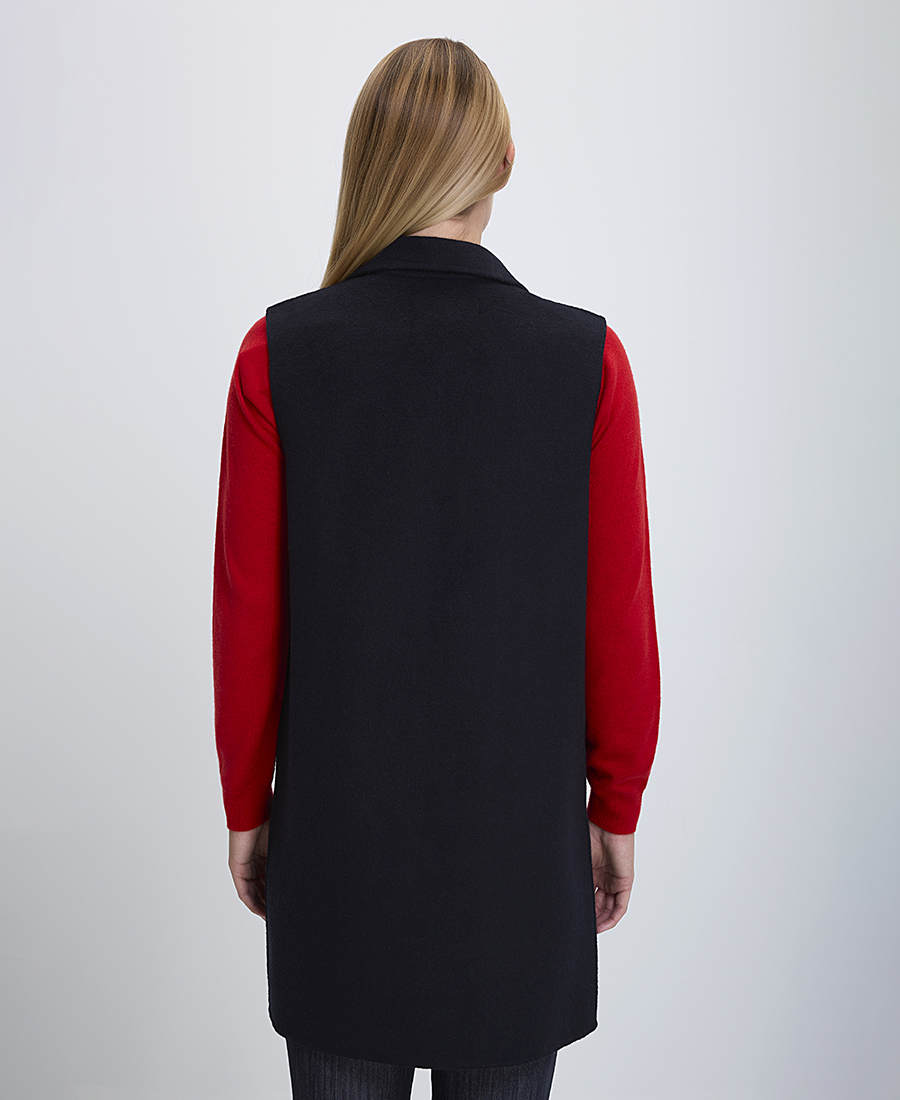 Γυναικείο Αμάνικο Παλτό με Σταυρωτό Κούμπωμα σε Μπλε φωτογραφία