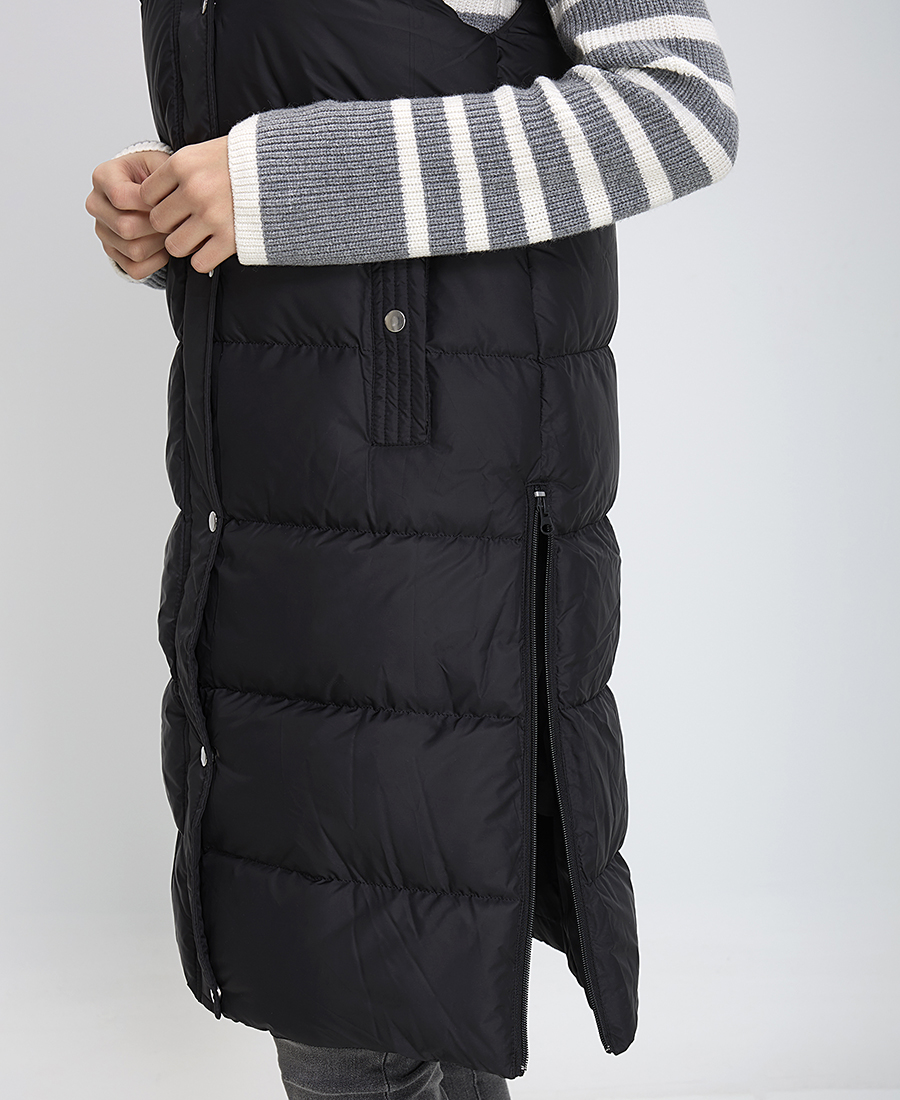 Γυναικείο Μπουφάν Αμάνικο με Κουκούλα Regular Fit Μαύρο φωτογραφία