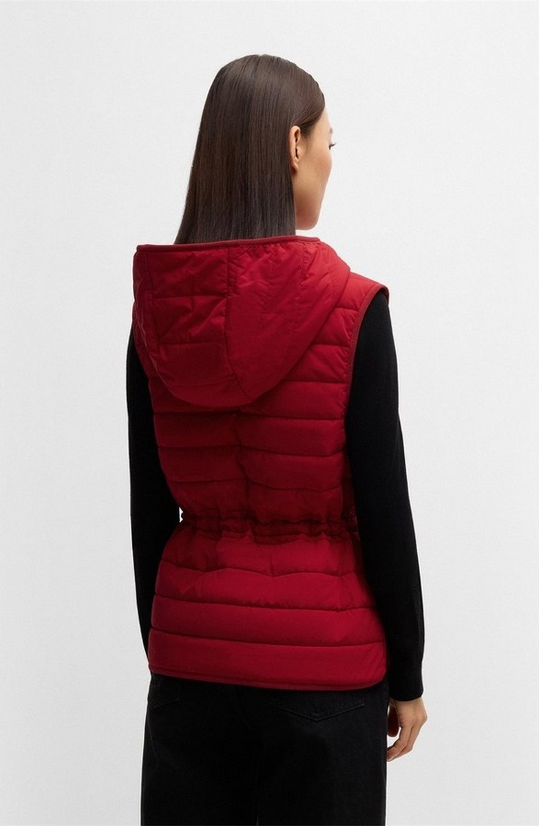 Boss Γυναικείο Αμάνικο Μπουφάν με Κουκούλα Regular Fit σε Κόκκινο φωτογραφία