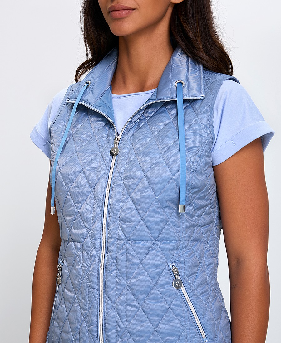 Γυναικείο Αμάνικο Μπουφάν Regular Fit Πολυεστερικό Με Καπιτονέ Υφή Μπλε φωτογραφία