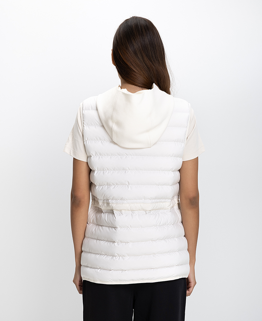 BOSS Λευκό Αμάνικο Puffer Μπουφάν με Κουκούλα φωτογραφία