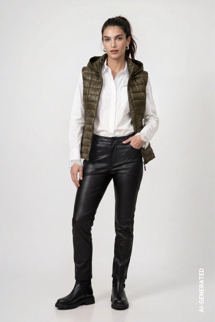 Monari Γυναικείο Καπιτονέ Λαδί Bodywarmer Με Κουκούλα Και Μεσάτη Εφαρμογή Για Smart Casual Εμφανίσεις