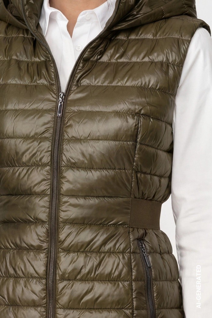 Monari Monari Γυναικείο Καπιτονέ Λαδί Bodywarmer Με Κουκούλα Και Μεσάτη Εφαρμογή Για Smart Casual Εμφανίσεις - 5