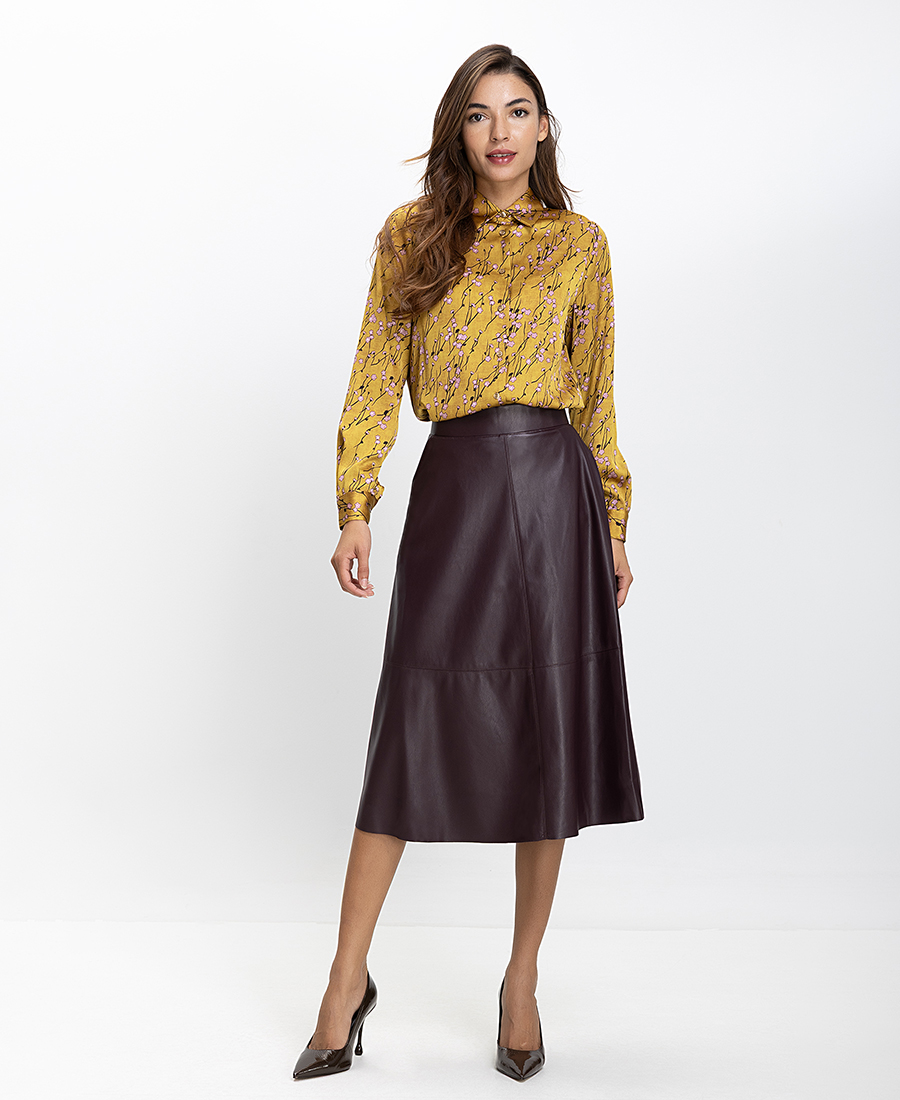 Gerry Weber Γυναικεία Midi Φούστα Από Συνθετικό Δέρμα Αλφα Γραμμή